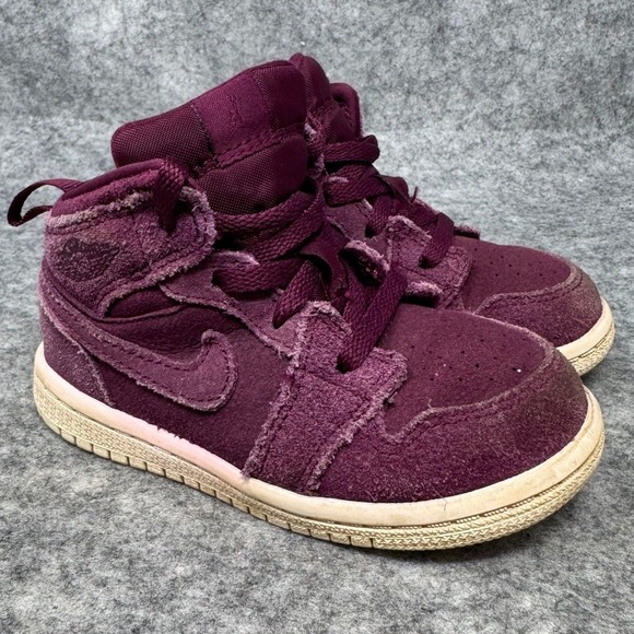 Nike Other - Nike Air Jordan 1 Toddler High Top Sneakers Plum Suede Kids Shoes Size 7C